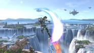 Snake’s forward air attack; it meteor smashes at the foot.