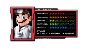 Dr. Mario's stats by Kurogane Hammer.
