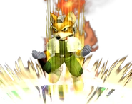 Charging Fire Fox in Super Smash Bros. Melee