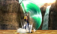 Cloud's up smash; a powerful killing move.