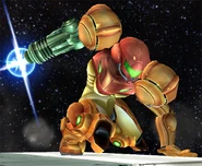 Samus Aran4.jpg (151 KB) Samus's arm cannon flashes at the end, a sign that her power beam is fully charged.