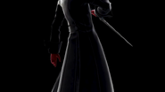 A view of Joker's in-game model from behind