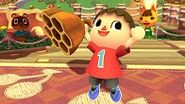 The Villager is holding the Beehive item and he's happy about it? That's not like how it is in his own games!