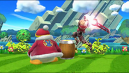 Shulk begins to attack King Dedede from behind.