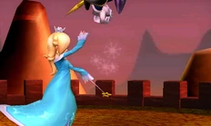 The third hit of Rosalina's jab. Note the white sparkle effects that are created by it.