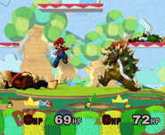 Mario fighting Bowser in Melee