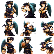 Dark Pit's expressions in Kid Icarus: Uprising.