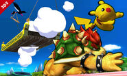 Bowser using Flying Slam in "Super Smash Bros. for Nintendo 3DS.