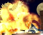 Roy's fully charged Flare Blade being unleashed upon Donkey Kong and Bowser.