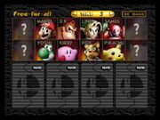 The starting roster in Super Smash Bros.