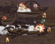 King Dedede's Final Smash in SSBB, Waddle Dee Army.