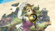 Zelda viendo hacia el frente en Altárea SSB4 (Wii U)