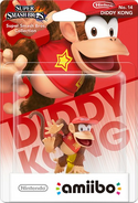 Embalaje europeo del amiibo de Diddy Kong.