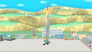 Jeff lanzando un cohete botella SSB4 (Wii U)