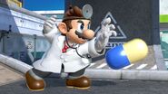 Ataque especial lateral de Dr. Mario en las Torres Merluza SSBU
