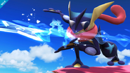 Greninja lanzando un Shuriken de agua.