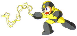 Artwork de Mega Man usando el Thunder Beam en Mega Man