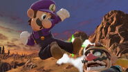 Luigi atacando a Wario.