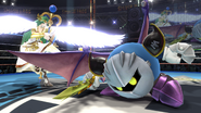 Palutena combatiendo con Meta Knight en el Ring de boxeo.