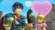 Peach y Marth en una de las locaciones de este escenario.