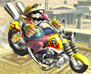 Wario avanzando con la Moto.