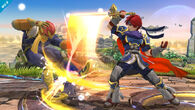 Roy atacando a Captain Falcon SSB4 (Wii U)