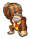Pegatina de Donkey Kong con el barril SSBB