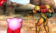 Kirby y Samus en el Valle Gerudo.