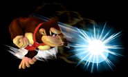 Donkey Kong usando el puñetazo gigantesco en Super Smash Bros. Melee.