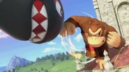 Donkey Kong a punto de golpear a un Bill Banzai.