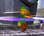 Young Link usando el ataque circular en tierra en Super Smash Bros. Melee.