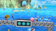 Aldeano, Samus Zero, Kirby y Olimar en Islas Wuhu SSB4 (Wii U)