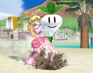 Peach sacando una verdura en Super Smash Bros. Brawl.