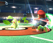 Chikorita atacando en Super Smash Bros. Brawl.