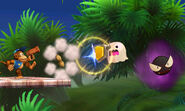 Gastly y un Fantasma atacando a Diddy Kong en la Smashventura SSB4 (3DS)