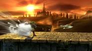 Link lanzando el bumerán tornado en Super Smash Bros. para Wii U.