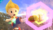 Lucas usando un ataque aéreo en el Coliseo.