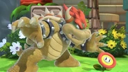 Bowser junto a una Flor de fuego en Super Smash Bros. Ultimate.