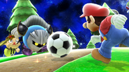 Mario. Aldeano y Meta Knight en Galaxia Mario.