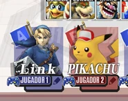 La selección de personajes del modo Batalla por Equipos.