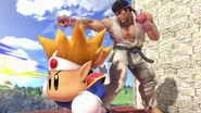 Knuckle Joe y Ryu en Castillo de Peach.