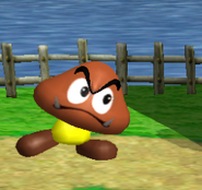 Un Goomba en el modo aventura de Super Smash Bros. Melee.