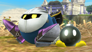 Meta Knight junto a un Bob-omb en Altarea.