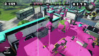 Inkling usando el supersalto en Splatton