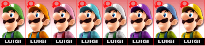 Paleta de colores de Luigi SSB4 (3DS)