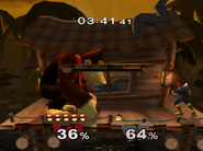 Donkey Kong gigante en el Modo Aventura de Super Smash Bros. Melee.