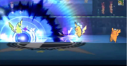 Pikachu usando un ataque del Placaje Eléctrico en Super Smash Bros. para Nintendo 3DS.