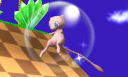 Mew al aparecer en Super Smash Bros. para Nintendo 3DS. Vuela por los aires...