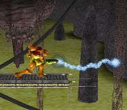 Rayo Enganche de Samus en Super Smash Bros. Melee.