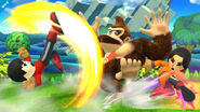 El Karateka Mii atacando a otro y a Donkey Kong